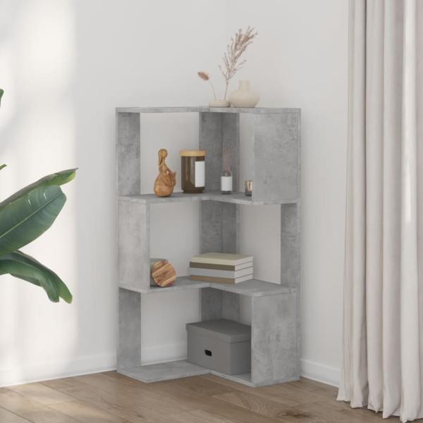 Eck-Bücherregal 3 Böden Betongrau 50x50x102 cm Holzwerkstoff