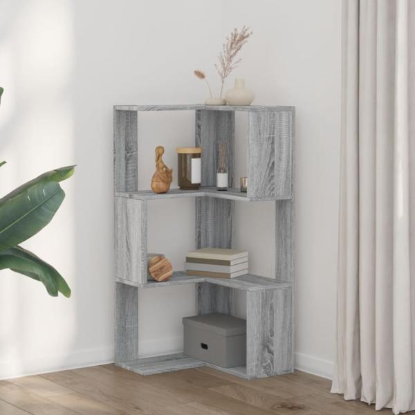 Eck-Bücherregal 3 Böden Grau Sonoma 50x50x102 cm Holzwerkstoff