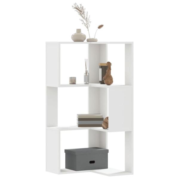 ARDEBO.de - Eck-Bücherregal 3 Böden Weiß 50x50x102 cm Holzwerkstoff