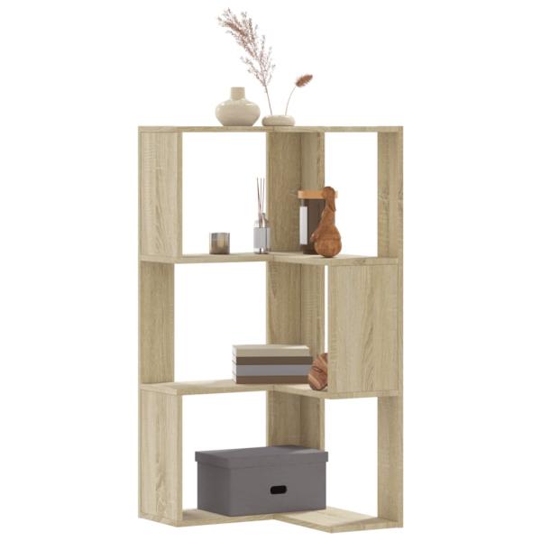 ARDEBO.de - Eck-Bücherregal 3 Böden Sonoma-Eiche 50x50x102 cm Holzwerkstoff
