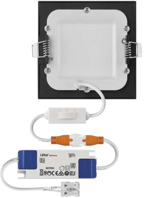 EMOS NEXXO ZD2323 LED-Einbauleuchte, quadratisch, Change CCT, 7W, 1600lm, 120x120mm, schwarz (1540240670)