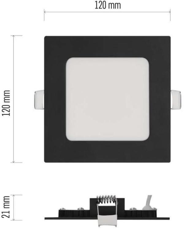 EMOS NEXXO ZD2323 LED-Einbauleuchte, quadratisch, Change CCT, 7W, 1600lm, 120x120mm, schwarz (1540240670)
