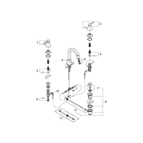 GROHE Grandera 3-Loch-Waschtischbatterie, 1/2", EcoJoy, chrom (20389000)