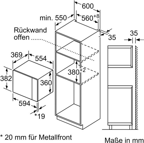 Neff HLAWD53K0 N50 Einbau Mikrowelle, 59,4 cm breit, 900 W, 25 L, 7 Automatikprogramme, schwarz