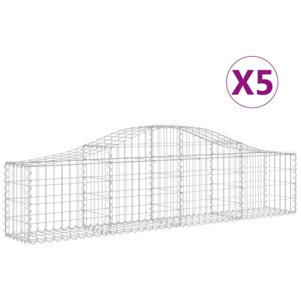 Gabionen mit Hochbogen 5 Stk. 200x30x40/60 cm Verzinktes Eisen