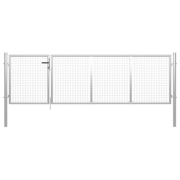 ARDEBO.de - Gartentor Stahl 350 x 100 cm Silbern