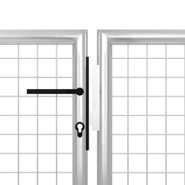 Gartentor Stahl 350 x 100 cm Silbern