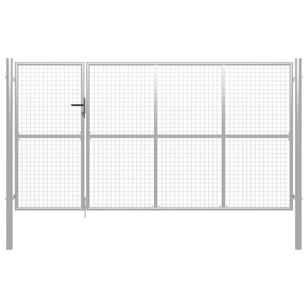 ARDEBO.de - Gartentor Stahl 350 x 150 cm Silbern