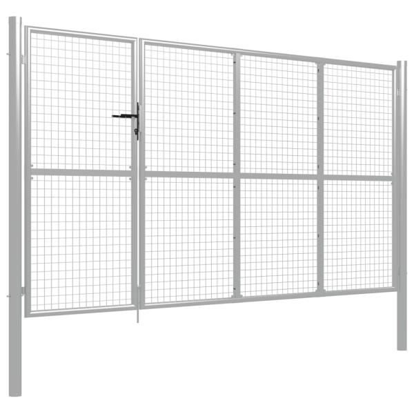 Gartentor Stahl 350 x 150 cm Silbern
