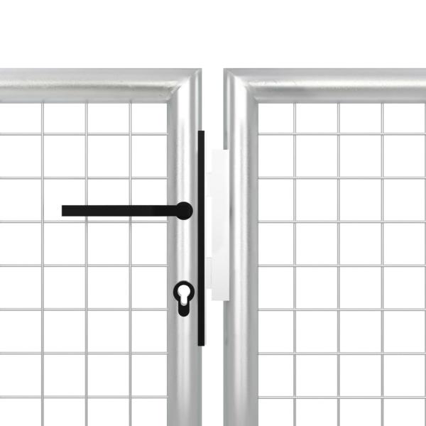 Gartentor Stahl 350 x 150 cm Silbern