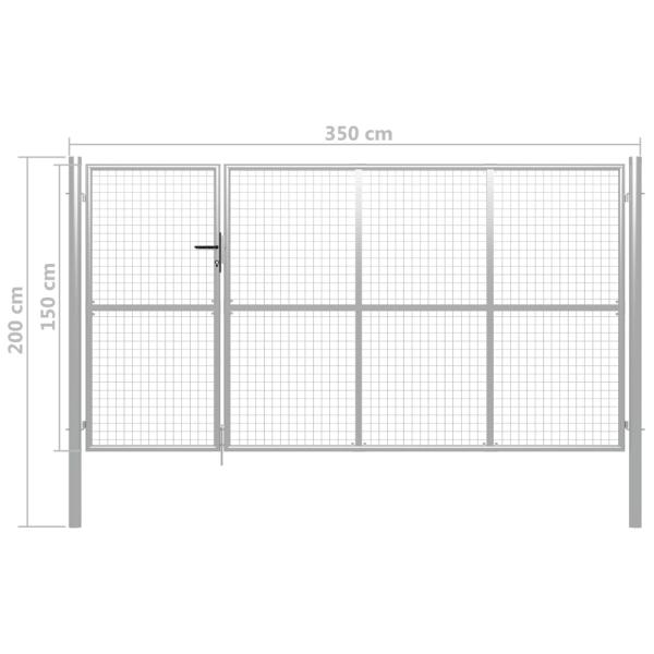 Gartentor Stahl 350 x 150 cm Silbern