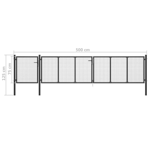Gartentor Stahl 500×75 cm Anthrazit