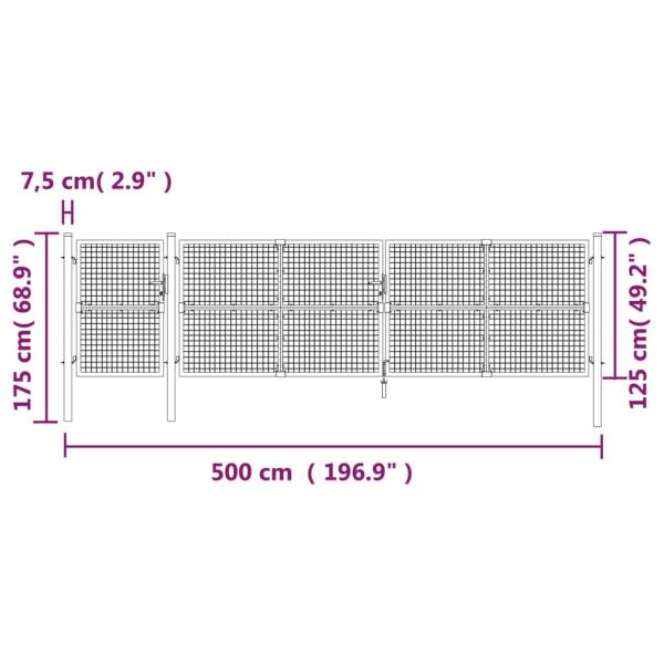 Mesh-Gartentor Anthrazit 500x175 cm Verzinkter Stahl