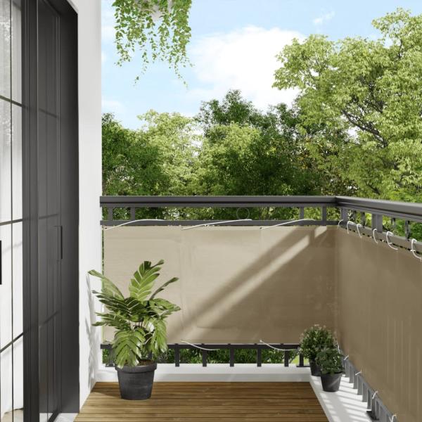 ARDEBO.de - Balkon-Sichtschutz Beige 75x1000 cm 100 % Polyester-Oxford