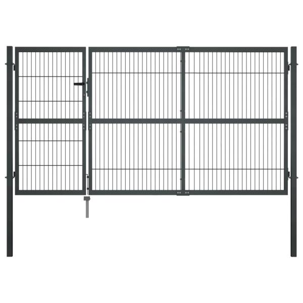 ARDEBO.de - Gartentor mit Pfosten Stahl 350×140 cm Anthrazit