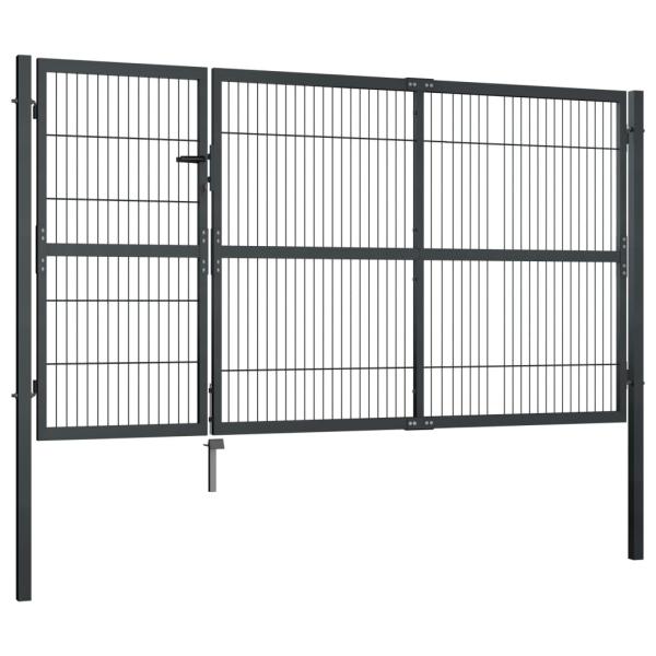 Gartentor mit Pfosten Stahl 350×140 cm Anthrazit