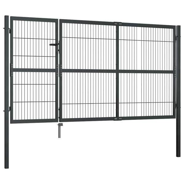 Gartentor mit Pfosten Stahl 350×140 cm Anthrazit