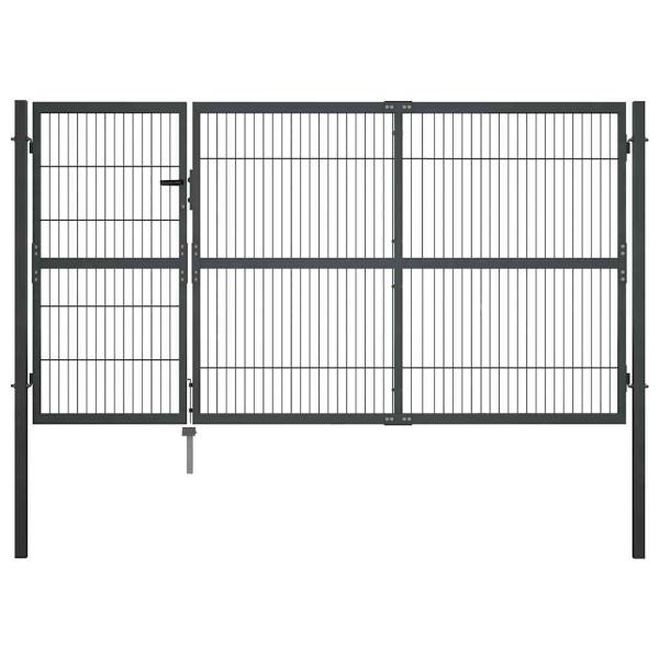 Gartentor mit Pfosten Stahl 350×140 cm Anthrazit