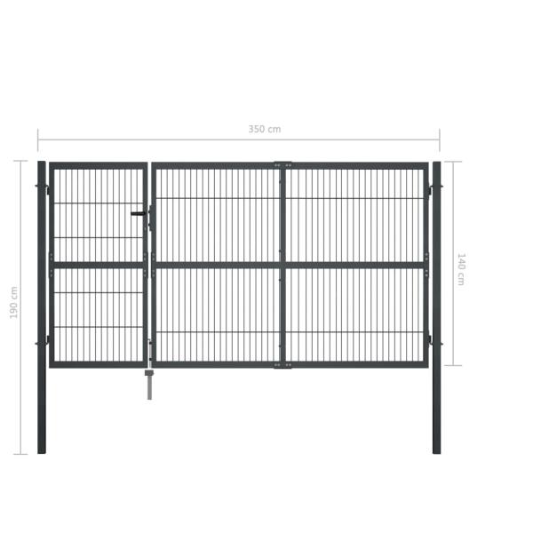 Gartentor mit Pfosten Stahl 350×140 cm Anthrazit