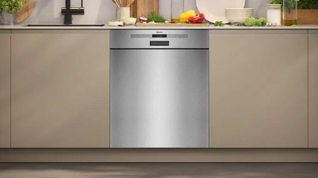 Neff S125ECS15E N50 Unterbau-Geschirrspüler, 60 cm breit, 14 Maßgedecke, AquaStop, Besteckschublade, Open Dry, Kindersicherung, Edelstahl