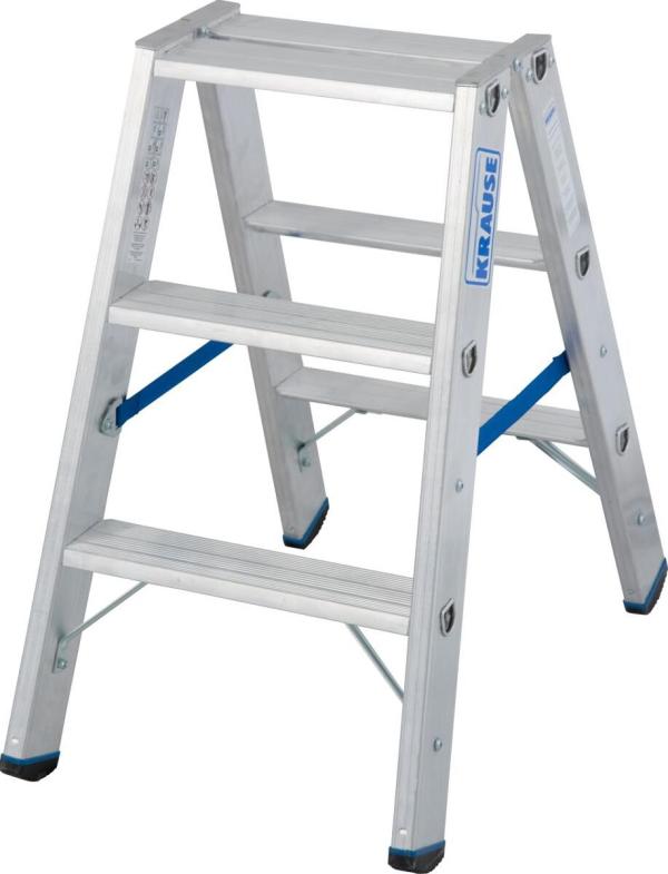 ARDEBO.de Krause 124715 Stabilo Professional Stufen-DoppelLeiter, Aluminium 2,25m, 2x3 Stufen