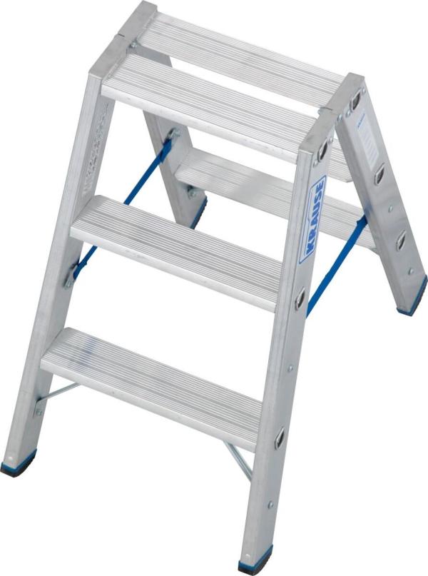 Krause 124715 Stabilo Professional Stufen-DoppelLeiter, Aluminium 2,25m, 2x3 Stufen