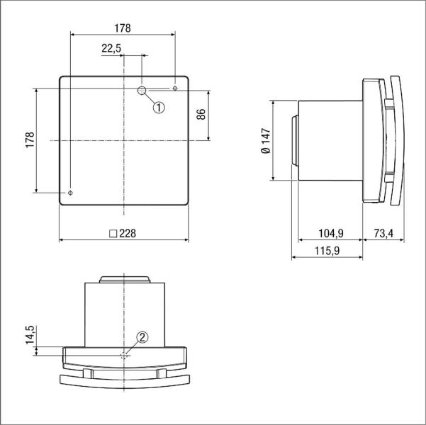 Maico ECA 150 ipro KH Zweistufiger Kleinraumventilator, DN 150, mit elektrischem Innenverschluss und Feuchtesteuerung verkehrsweiß (0084.0095)