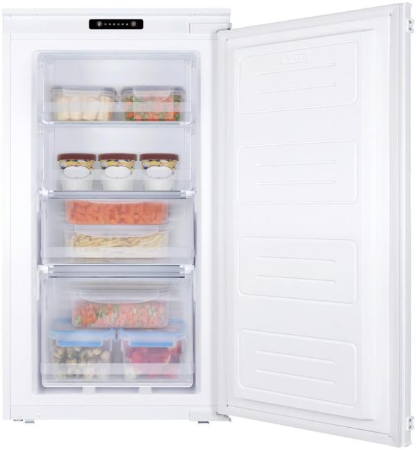 Amica EGSS 321 900 Einbau-Gefrierschrank, Nischenhöhe: 88 cm, 100 L, Schlepptür-Technik, 4 Gefrierschubladen, elektronische Steuerung, Tür-Offen-Alarm, Supergefrierfunktion, Inverter Kompressor, weiß (1195105)
