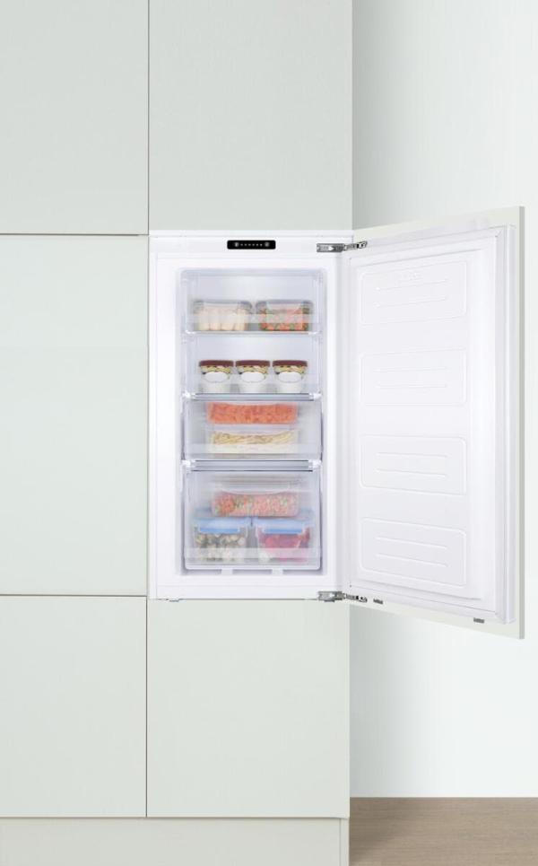 Amica EGSX 321 905 Einbau-Gefrierschrank, Nischenhöhe: 88 cm, 100 L, Festtür-Technik, 4 Gefrierschubladen, elektronische Steuerung, Tür-Offen-Alarm, Supergefrierfunktion, Inverter Kompressor, weiß (1195106)