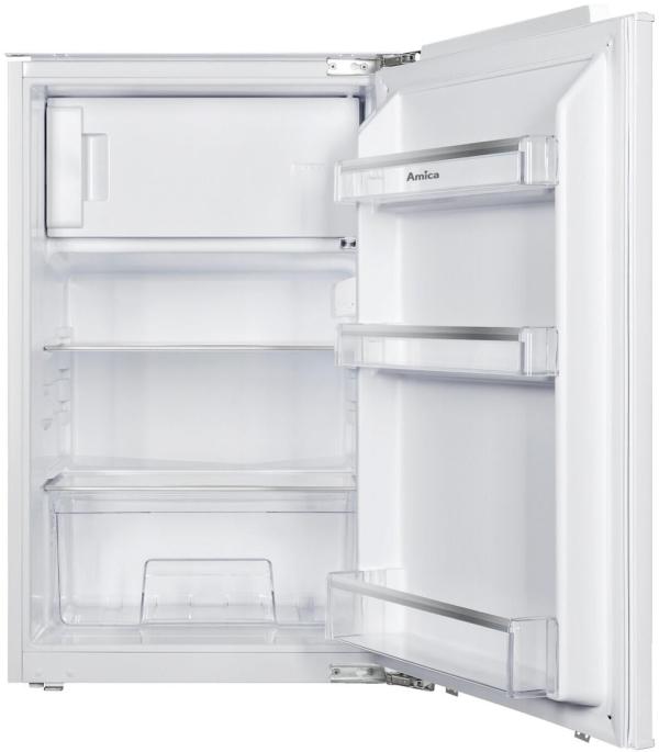 Amica EKSX 361 905 Einbau-Kühlschrank mit Gefrierfach, Nischenhöhe: 88 cm, 116 L, Festtür-Technik, elektronische Steuerung, Tür-Offen-Alarm, Inverter Kompressor, weiß (1195026)