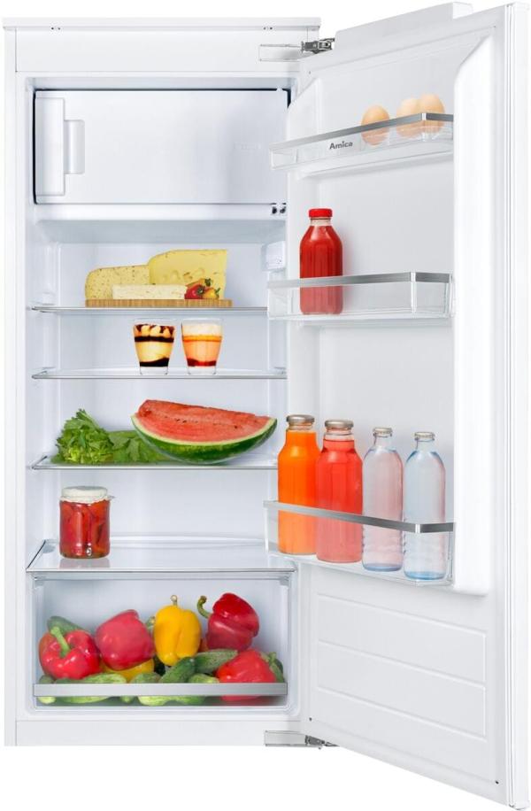 Amica EKSX 362 241 Einbau-Kühlschrank mit Gefrierfach, Nischenhöhe: 122 cm, 179 L, Festtür-Technik, elektronische Steuerung, Tür-Offen-Alarm, Inverter Kompressor, weiß (1195048)