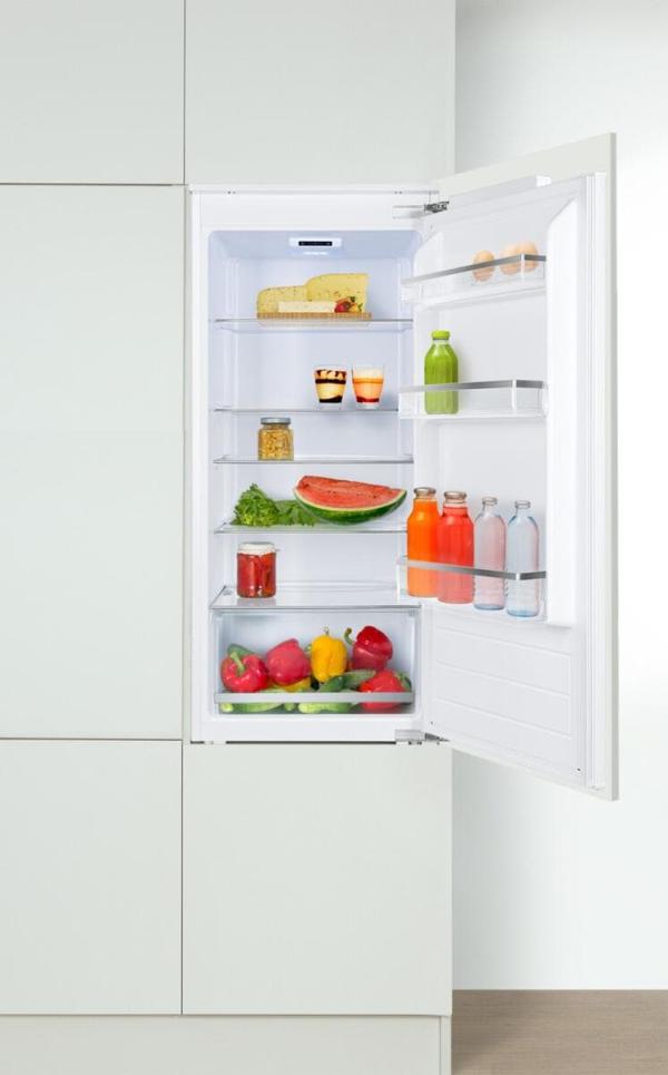 Amica EVKSX 352 241 Einbau-Vollraum-Kühlschrank, Nischenhöhe: 102 cm, 197 L, Festtür-Technik, elektronische Steuerung, Tür-Offen-Alarm, Inverter Kompressor, weiß (1195086)