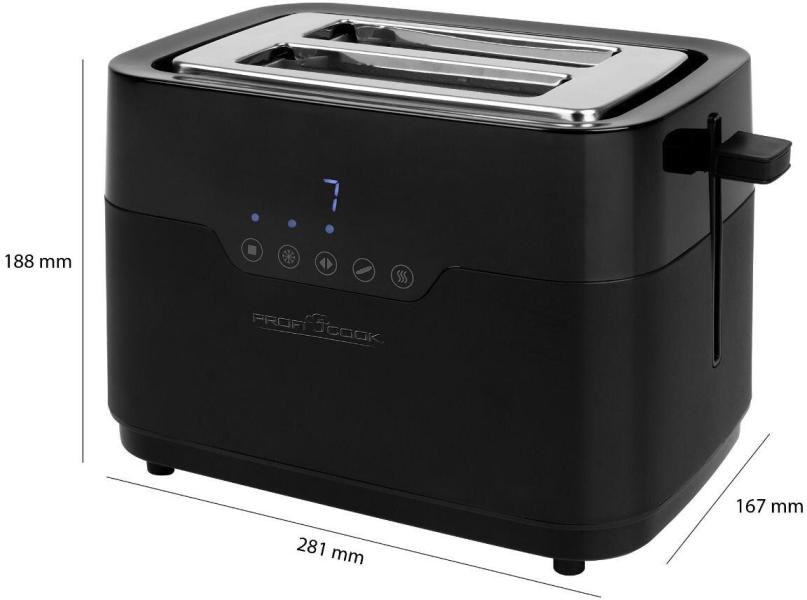 ProfiCook Toaster PC-TA 1244, 2 Scheiben, Sensor Touch-Bedienung, Brötchenaufsatz, schwarz