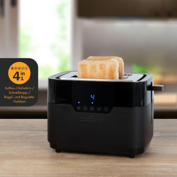 ProfiCook Toaster PC-TA 1244, 2 Scheiben, Sensor Touch-Bedienung, Brötchenaufsatz, schwarz
