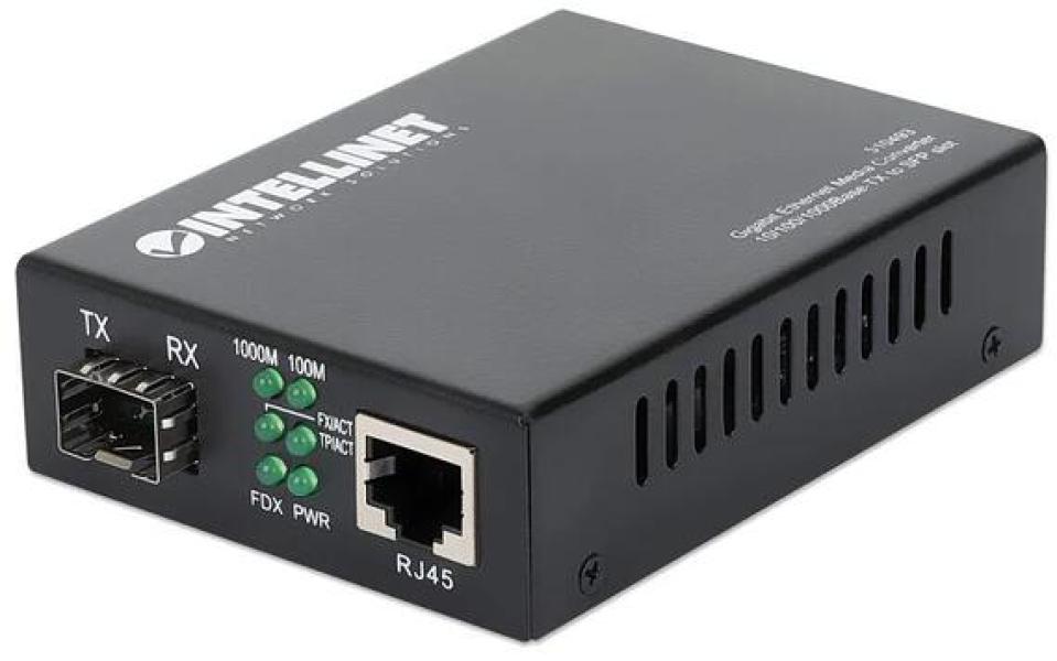 ARDEBO.de Intellinet Medienkonverter 10/100/1000Base-TX auf SFP ( GBIC ), schwarz (510493)