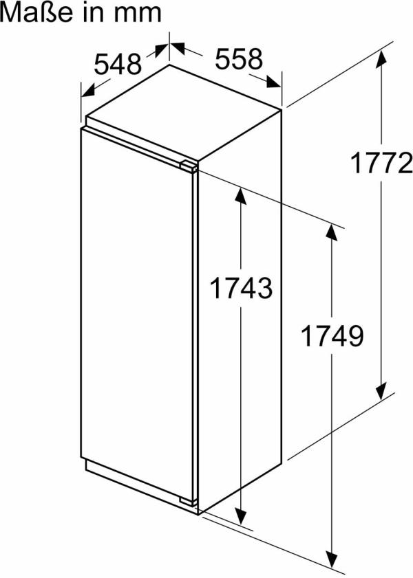 Neff KI2823DD0 N 70 Einbaukühlschrank, Nischenhöhe 177,5 cm, 280 L, mit Gefrierfach, Festtürtechnik, Super Cooling, Vario Zone, weiß