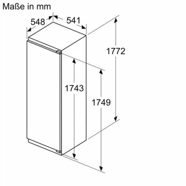 Neff KI2822FE0 N50 Einbaukühlschrank, Nischenhöhe 177,5 cm, 280 L, mit Gefrierfach, Festtürtechnik, Super Cooling, Vario Zone, weiß