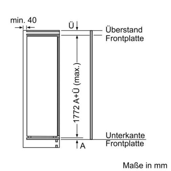 Neff KI2822FE0 N50 Einbaukühlschrank, Nischenhöhe 177,5 cm, 280 L, mit Gefrierfach, Festtürtechnik, Super Cooling, Vario Zone, weiß