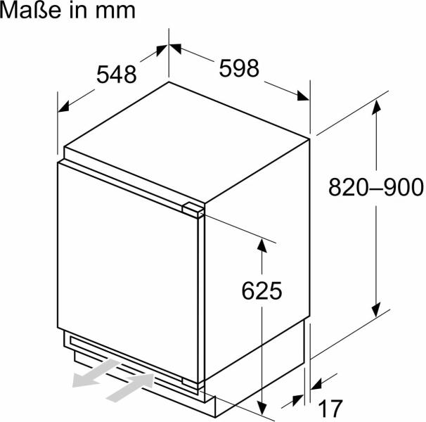 Neff KU2222FD0 N50 Unterbaukühlschrank, Nischenhöhe 82 cm, Breite 60 cm, 110 L, mit Gefrierfach, Festtürtechnik, Super Cooling, EcoMode, HomeConnect, weiß