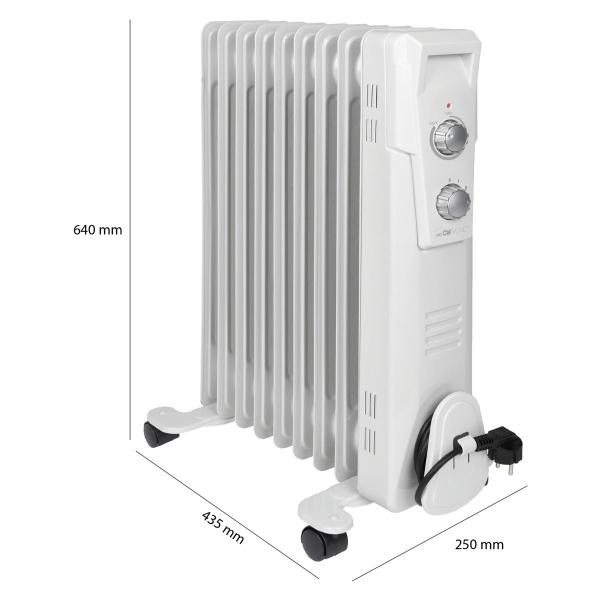 Clatronic RA 3736 Ölradiator, 3 Leistungsstufen, Integrierter Überhitzungsschutz, weiß