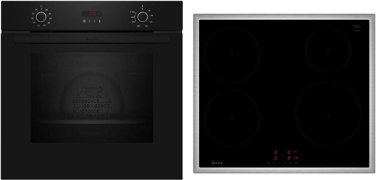 ARDEBO.de Neff BX46PIB0 N30/N50 A+ Backofen-Set (B2CCG6AK3 + T46SBE1L0) mit Induktionskochfeld, 60 cm breit, 71 L, Pyrolytisch, schwarz