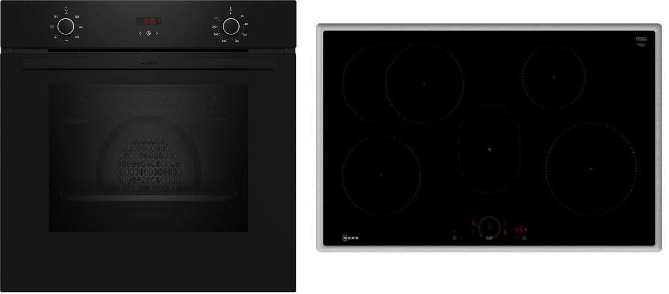 ARDEBO.de Neff BX38IB0 N30/N70 A+ Backofen-Set (B1CCC0AK3 + T58SHF1L0) mit Induktionskochfeld, 60 cm breit, 71 L, 5 Heizarten, schwarz