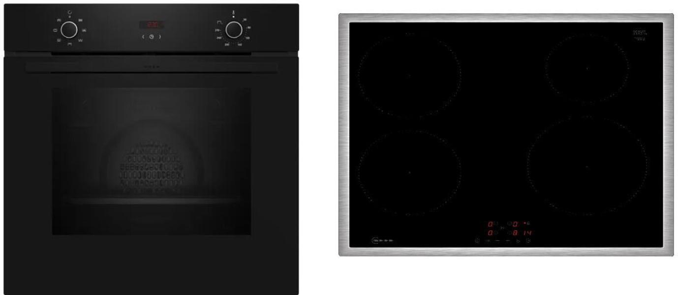 ARDEBO.de Neff BX36IB0 N30/N50 A+ Backofen-Set mit Induktionskochfeld (B1CCC0AK3 + T46SBE1L0), 60 cm breit, 71 L, 5 Heizarten, Kindersicherung, schwarz
