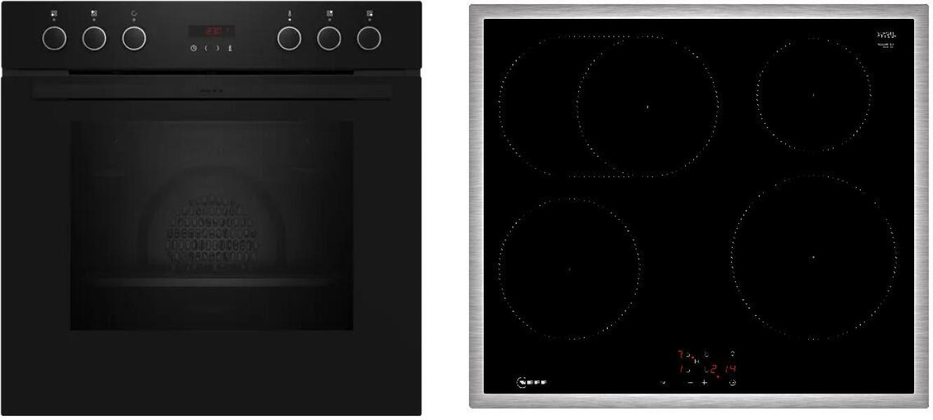 ARDEBO.de Neff EX4PIB0 N30/N50 A+ Einbauherdset mit Induktionskochfeld (E2CCG6AK4 + M56SBF1L0), 60 cm breit, 71 L, Pyrolyse, Kindersicherung, schwarz