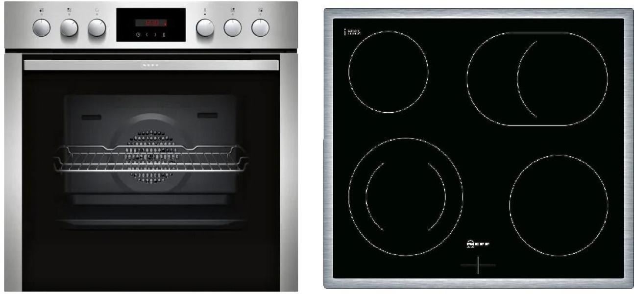 ARDEBO.de Neff EDX4P0 N30/N50 A+ Einbauherdset mit Elektrokochfeld (E2CCG6AN3 + M13R42N2), 60 cm breit, 71 L, Pyrolyse, Edelstahl