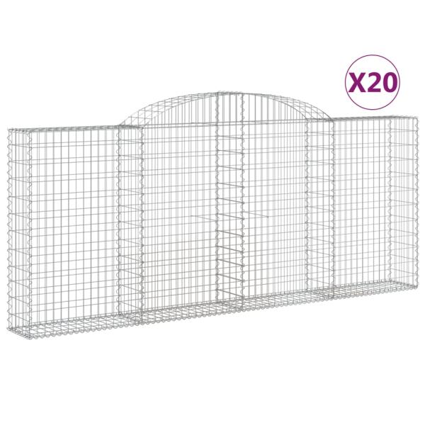 ARDEBO.de - Gabionen mit Hochbogen 20 Stk 300x30x120/140cm Verzinktes Eisen