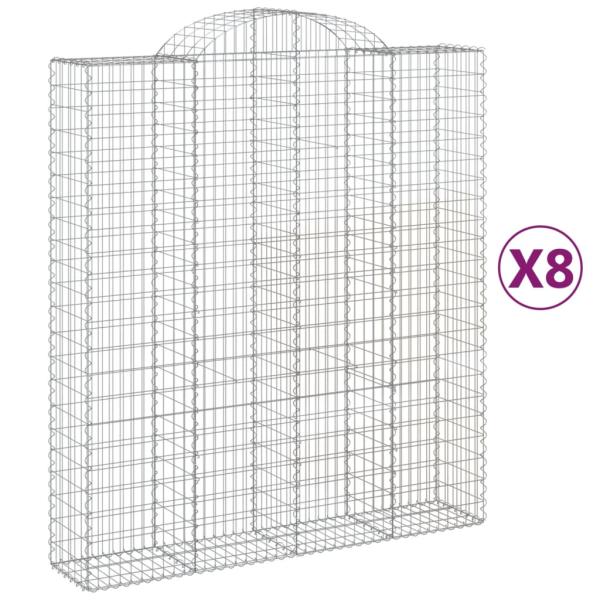 Gabionen mit Hochbogen 8 Stk. 200x50x220/240cm Verzinktes Eisen