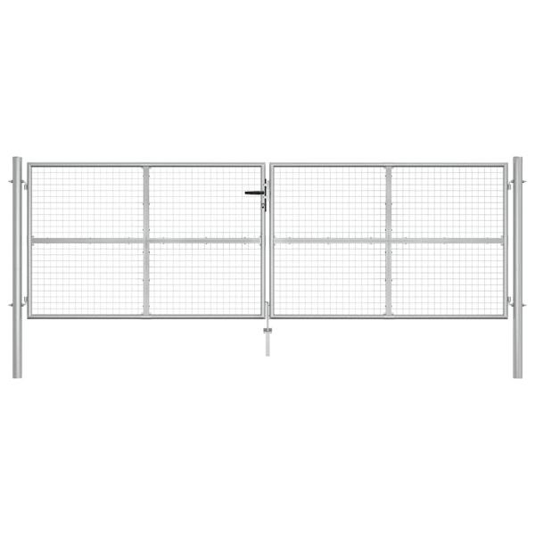 Gartentor Verzinkter Stahl 415 x 175 cm Silbern