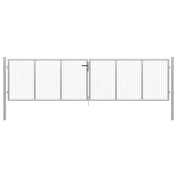 Gartentor Verzinkter Stahl 415 x 175 cm Silbern