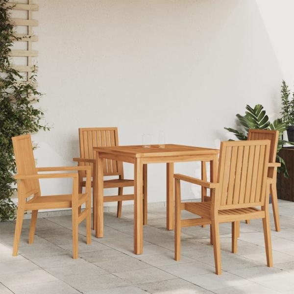 ARDEBO.de - Gartenstühle 4 Stk. Stapelbar 56,5x57,5x91 cm Massivholz Teak